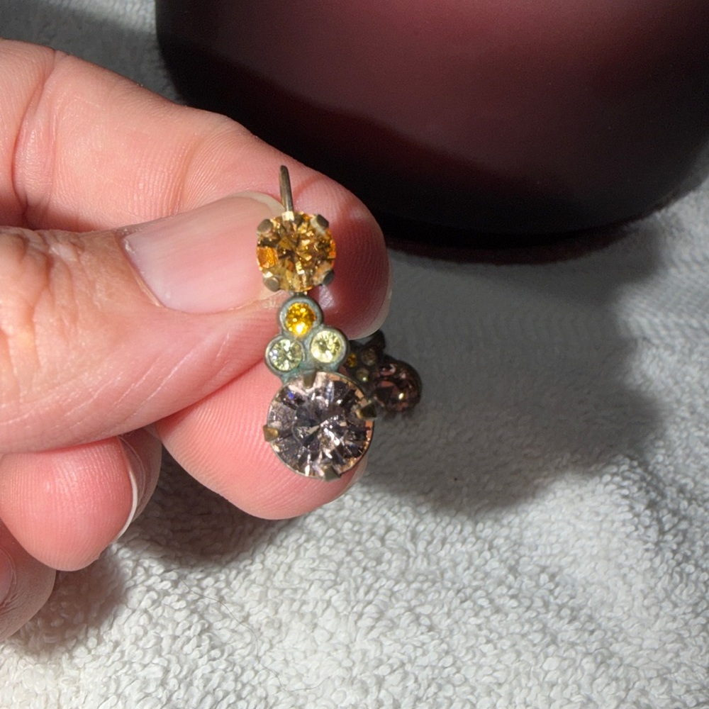 Sorrelli Gold and Yellow Crystal Earrings - Picture 2 of 2